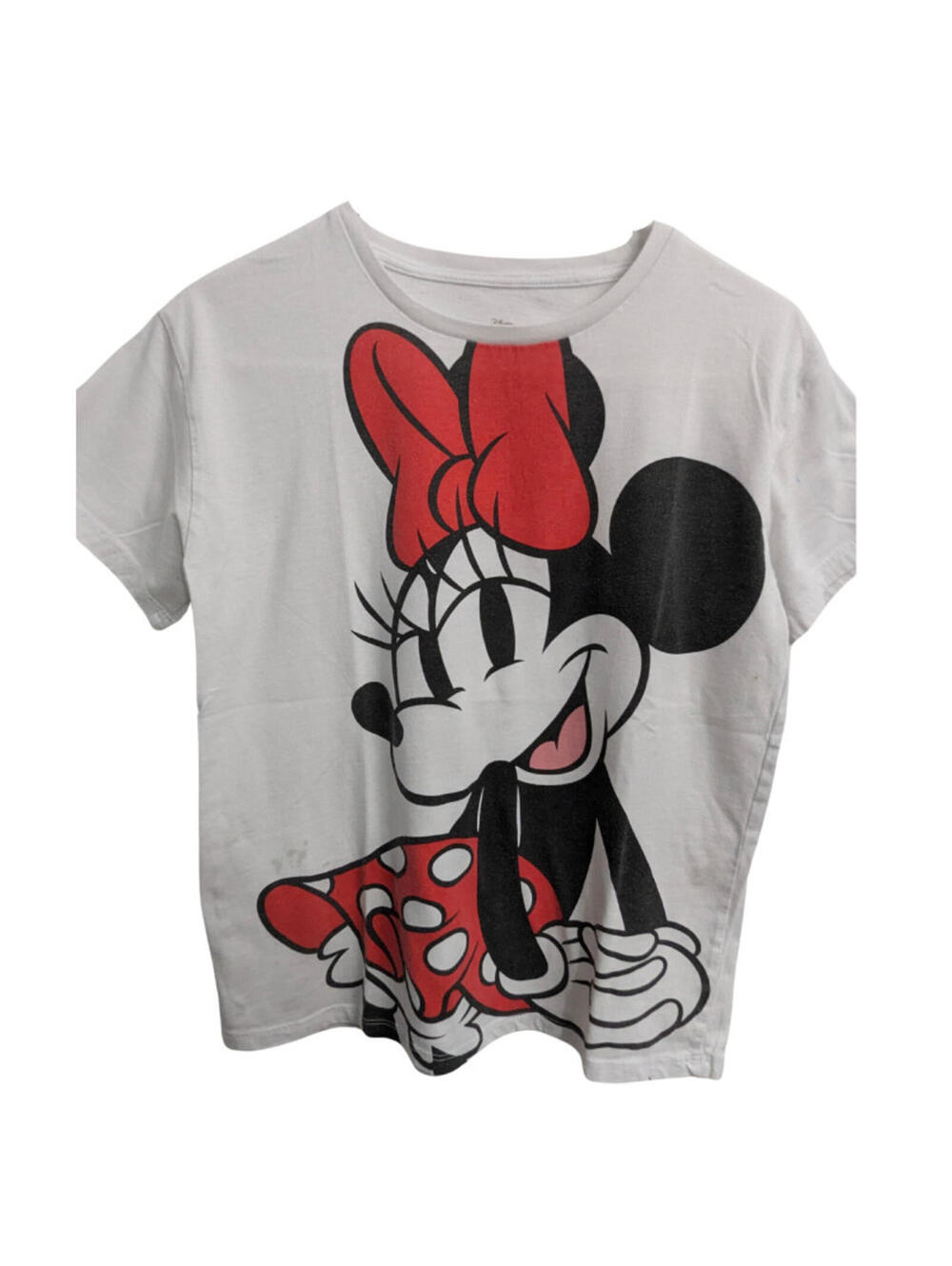 Disney White Minnie Mouse T-Shirt, Girl's XL (14-16), Red Polka Dot Dress